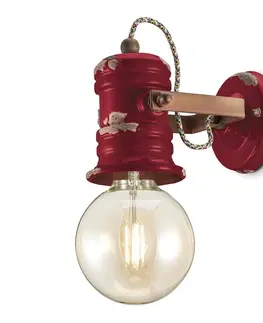 Nástenné svietidlá Ferroluce Nástenné svetlo C1843 v dizajne vintage, červené