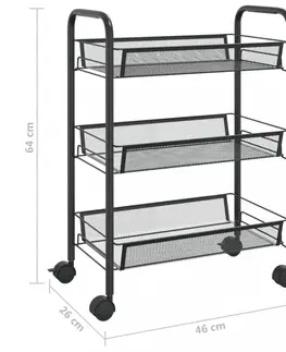 Kuchynské linky Servírovací vozík kov / plast Dekorhome Biela