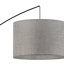 Stojacie lampy do obývačky Euluna Stojacia lampa Moby Gray s textilným tienidlom