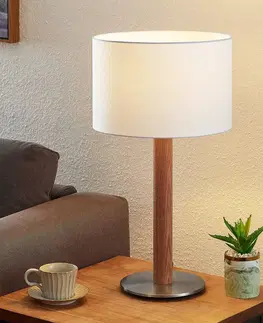 Stolové lampy Lucande Lucande Heily stolná lampa, valec, 21 cm, biela