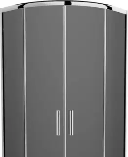 Vane MEXEN/S - Rio štvrťkruhový sprchovací kút 90 x 90 cm, grafit, chróm + vanička Rio, 863-090-090-01-40-4710