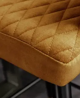 Barové stoličky LuxD Dizajnová barová stolička Laney horčicový zamat