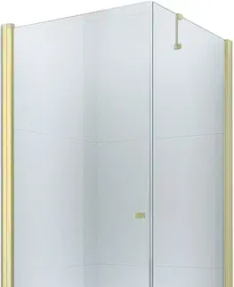 Sprchovacie kúty MEXEN/S - Pretória sprchovací kút 90 x 100, transparent, zlatá + brodzik Flat 852-090-100-50-00-4010