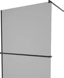 Sprchové dvere MEXEN/S - KIOTO Sprchová zástena WALK-IN s poličkou a držiakom uterákov 70 x 200 cm, grafit 8 mm, čierna 800-070-121-70-40