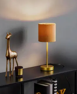 Lampy na nočný stolík FISCHER & HONSEL Stolná lampa Aura, zlatá, tienidlo žltá/zlatá