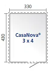 CASANOVA Biohort Záhradný domček BIOHORT CasaNova 330 x 430 (strieborná metalíza) orientace dverí vpravo