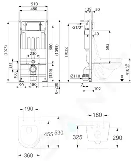 Kúpeľňa Kielle - Genesis Set predstenovej inštalácie, WC so sedátkom softclose a tlačidla Gemini III, biela lesk 30505SS15