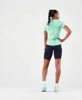 nordic walking Dámske bežecké tričko Run 500 Confort bez švov žiarivo zelené
