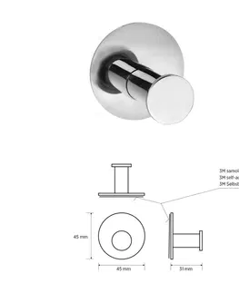 Kúpeľňový nábytok Sapho XR219 X-Round samolepiaci háčik, nehrdz. oceľ