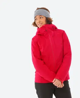 bundy a vesty Dámska lyžiarska hrejivá bunda 500 červená