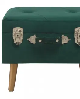 Lavice a stoličky Lavica s úložným priestorom 3 ks zamat / drevo Dekorhome Horčicová