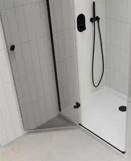 Vane MEXEN/S - Roma sprchovací kút 110x100, transparent, čierna + biela vanička so sifónom 854-110-100-70-00-4010B