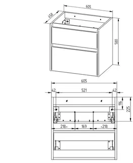 Kúpeľňový nábytok MEREO - Opto, kúpeľňová skrinka s keramickým umývadlom 61cm, biela CN910