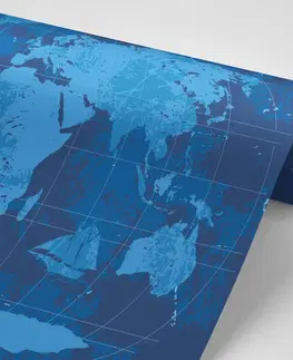 Samolepiace tapety Samolepiaca tapeta rustikálna mapa sveta v modrej farbe