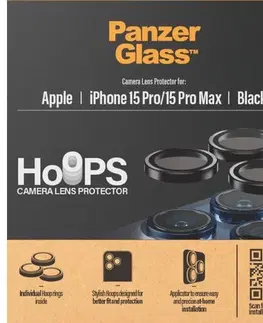Ochranné fólie pre mobilné telefóny PanzerGlass Ochranný kryt objektívu fotoaparátu Hoops pre Apple iPhone 15 Pro15 Pro Max, čierna 1139