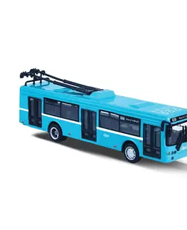 Hračky - dopravné stroje a traktory RAPPA - Kovový trolejbus DPO Ostrava modrý, 16 cm