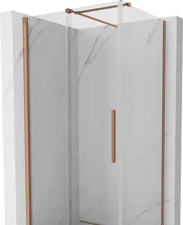 Sprchovacie kúty MEXEN/S - Velár sprchovací kút 90 x 110, transparent, kartáčovaná meď 871-090-110-01-65