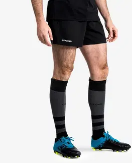 nohavice Šortky na rugby R100 pre dospelých s vreckami čierne