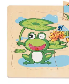 Hračky puzzle WOODY - Puzzle na doske Vývoj žaby