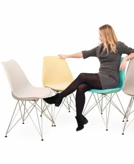 Jedálenské stoličky KONDELA Metal New jedálenská stolička biela / chróm