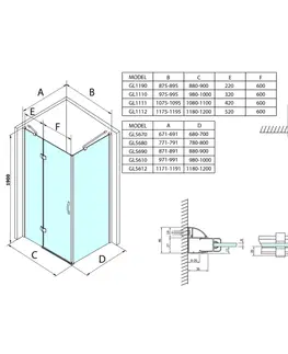 Sprchové dvere GELCO - Legro obdĺžniková sprchová zástena 900x1200mm L/P varianta GL1190GL5612