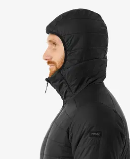 bundy a vesty Pánska prešívaná bunda MT100 na horskú turistiku s kapucňou do -5 °C