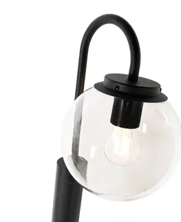 Zahradne stlpove lampy Moderný lampáš čierny s čírym sklom 200 cm IP44 - Sfera