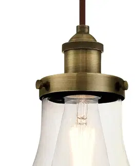 Závesné svietidlá Westinghouse Westinghouse 633 závesná lampa, mosadz, číra
