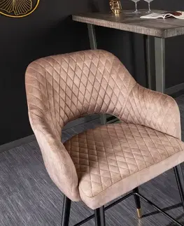 Barové stoličky LuxD Dizajnová barová stolička Laney ružový zamat