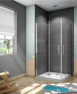 Sprchovacie kúty H K - Čtvercový sprchový kout SOLO R101, 100x100 cm se zalamovacími dveřmi, rohový vstup včetně sprchové vaničky z litého mramoru SE-SOLOR101/THOR100SQ