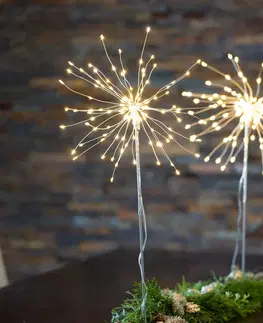 Vnútorné dekoratívne svietidlá STAR TRADING Dekoračná LED lampa Firework 3D striebrosivá 50 cm