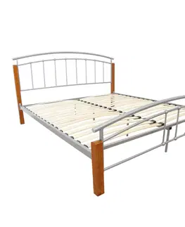 Postele Manželská posteľ, drevo jelša/strieborný kov, 160x200, MIRELA