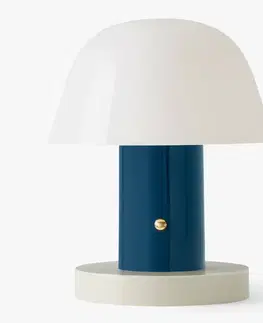 Vonkajšie osvetlenie terasy &Tradition &Tradičná LED dobíjacia stolná lampa Setago JH27, modrá/piesok