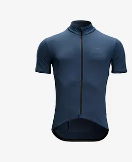 dresy Pánsky letný dres Endurance s krátkym rukávom na cestnú cyklistiku sivomodrý