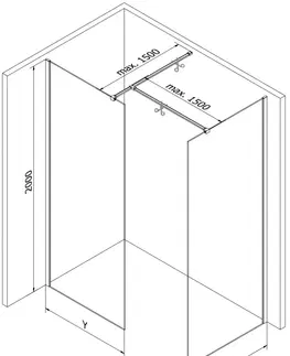 Sprchové dvere MEXEN/S - Kyoto Sprchová zástena WALK-IN 150 x 100 cm, čierny vzor, čierna 800-150-202-70-70-100