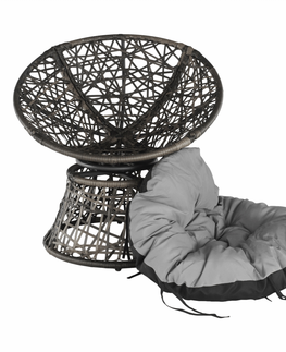 Záhradné stoličky a kreslá KONDELA Triss otočné ratanové kreslo sivá / čierna / svetlosivá