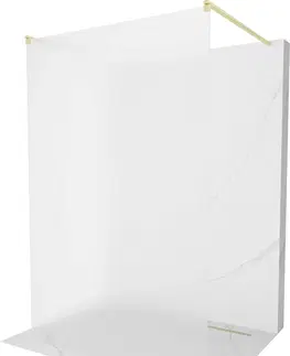 Sprchové dvere MEXEN/S - Kioto samostatne stojaca sprchová zástena 110 x 200, dekor 8 mm, zlatko kartáčovaná 800-110-002-55-30