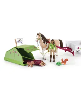Hračky - figprky zvierat SCHLEICH - Sarah s koníkom a zvieratkami kempujú