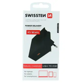 Nabíjačky pre mobilné telefóny Rýchlonabíjačka Swissten Power Delivery 3.0 pre Apple s USB-C, 45W, čierna 22050300