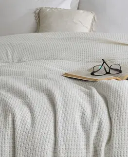Prikrývky na spanie 4Home Bavlnený prehoz na posteľ Claire krémová, 220 x 240 cm