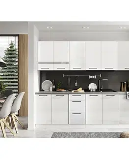 Moderný kuchynský nábytok Kuchyňa Oscar 260 Biely lesk Bb