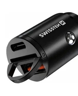 Nabíjačky pre mobilné telefóny CL adaptér Swissten Power Delivery USB-C + Super charge 3.0 30 W, čierny 20111780
