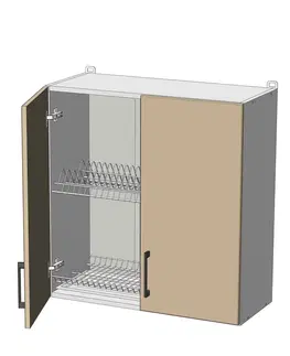 Kuchynské skrinky horná skrinka s odkvapkávačom š.70, v.72, Modena WD7072, grafit / biely mat