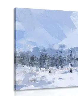 Obrazy imitácia olejomaľby Obraz nádielka snehu v lese