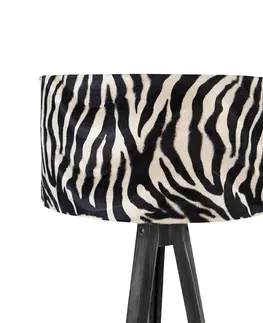 Stojace lampy Stojacia lampa statív čierny s tienidlom zebra 50 cm - Tripod Classic