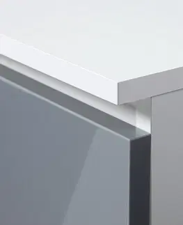 Písacie stoly Dizajnový písací stôl JIRÍ90P, biely / metalický lesk