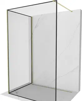 Sprchové dvere MEXEN/S - Kyoto Sprchová zástena WALK-IN 110 x 110 cm, čierny vzor, zlatá 800-110-212-50-70-110