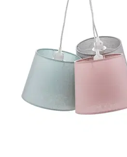 Závesné svietidlá Duolla Závesná lampa Rossa, 3-plameňová, sivá/ružová