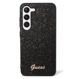 Puzdrá na mobilné telefóny Puzdro Guess PCTPU Glitter Flakes Metal Logo pre Samsung Galaxy S23, čierne 57983112866