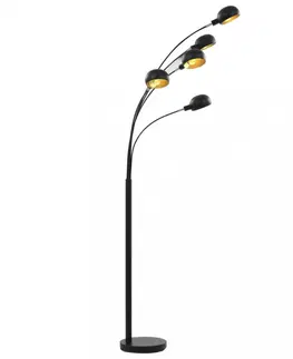 Osvetlenie Stojaca lampa 200 cm Dekorhome Čierna / zlatá